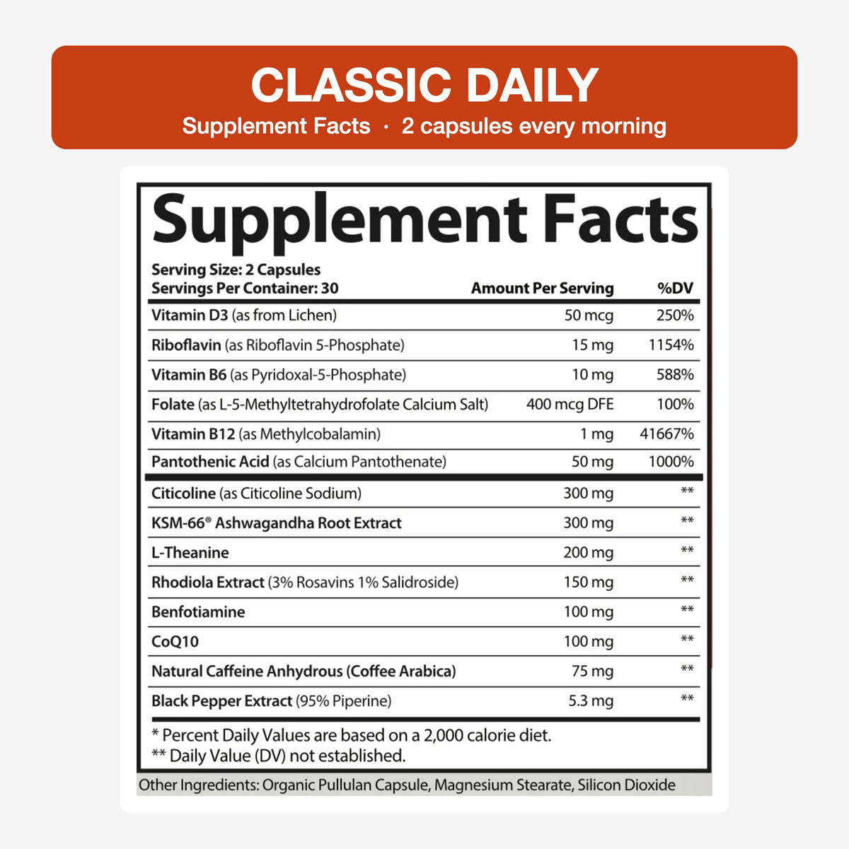 Classic Daily Supplement Facts